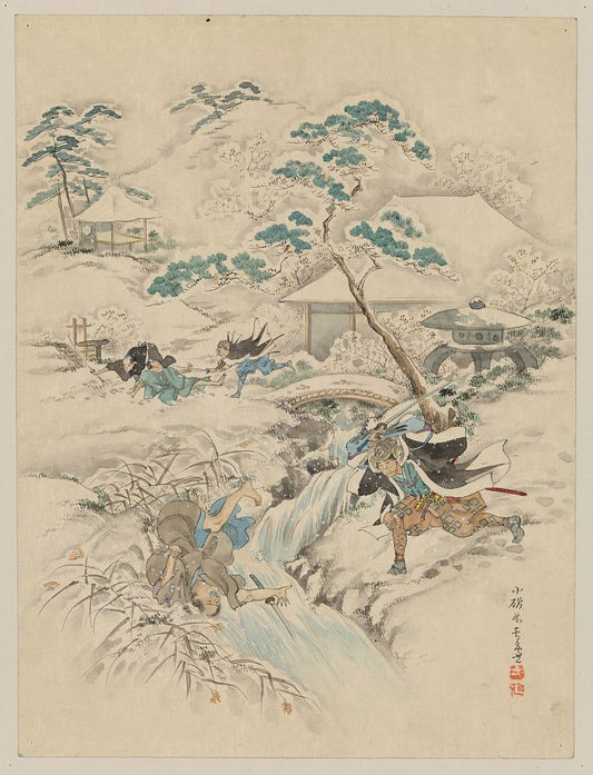 A picture of Jūichidanme - act eleven of the Chūshingura - searching the grounds