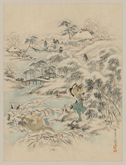 A picture of Jūichidanme - act eleven of the Chūshingura - searching the grounds