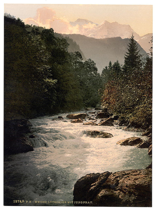 A picture of Jungfrau and Silberhorn and White Lutschine, Bernese Oberland, Switzerland