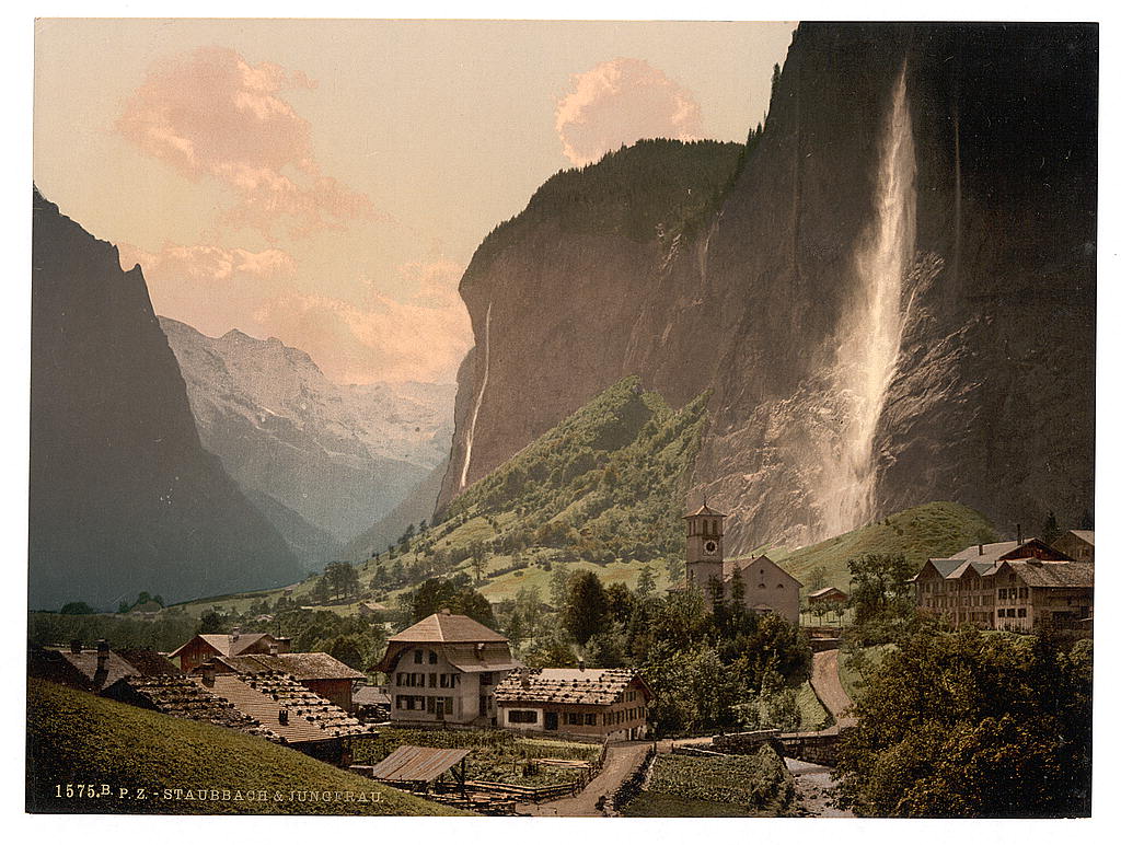 A picture of Jungfrau and Staubbach, Bernese Oberland, Switzerland