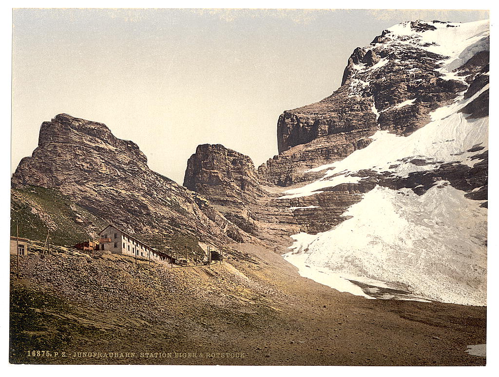 A picture of Jungfrau, railroad station, Eiger and Rothstock, Bernese Oberland, Switzerland