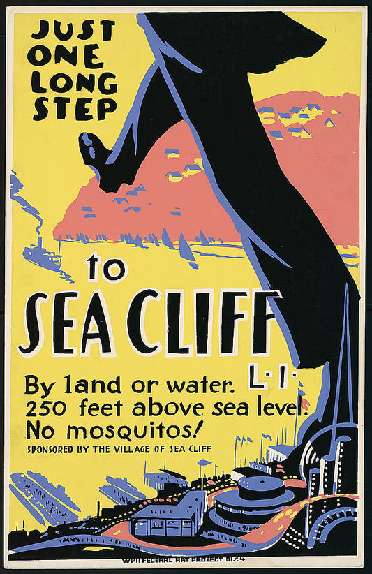 A picture of Just one long step to Sea Cliff, L.I. By land or water : 250 feet above sea level : No mosquitos!