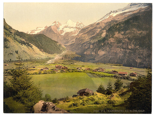 A picture of Kandersteg village and Blümlisalp mountain group, Bernese Oberland, Switzerland