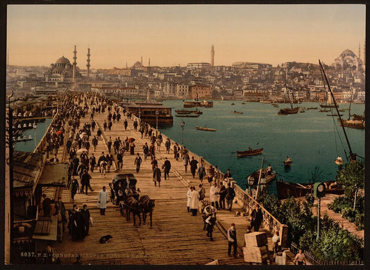 A picture of Kara-Keui (Galata) bridge, Constantinople, Turkey