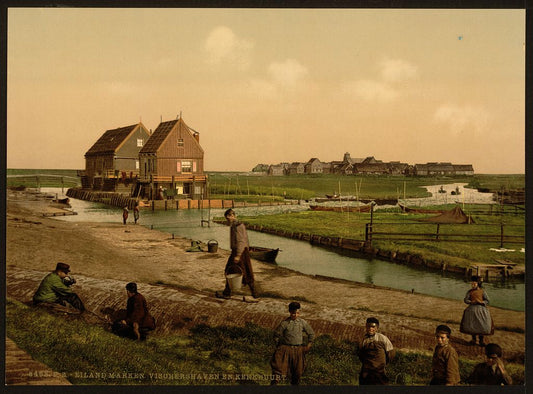 A picture of Kerkbuurt, the harbor, Marken Island, Holland