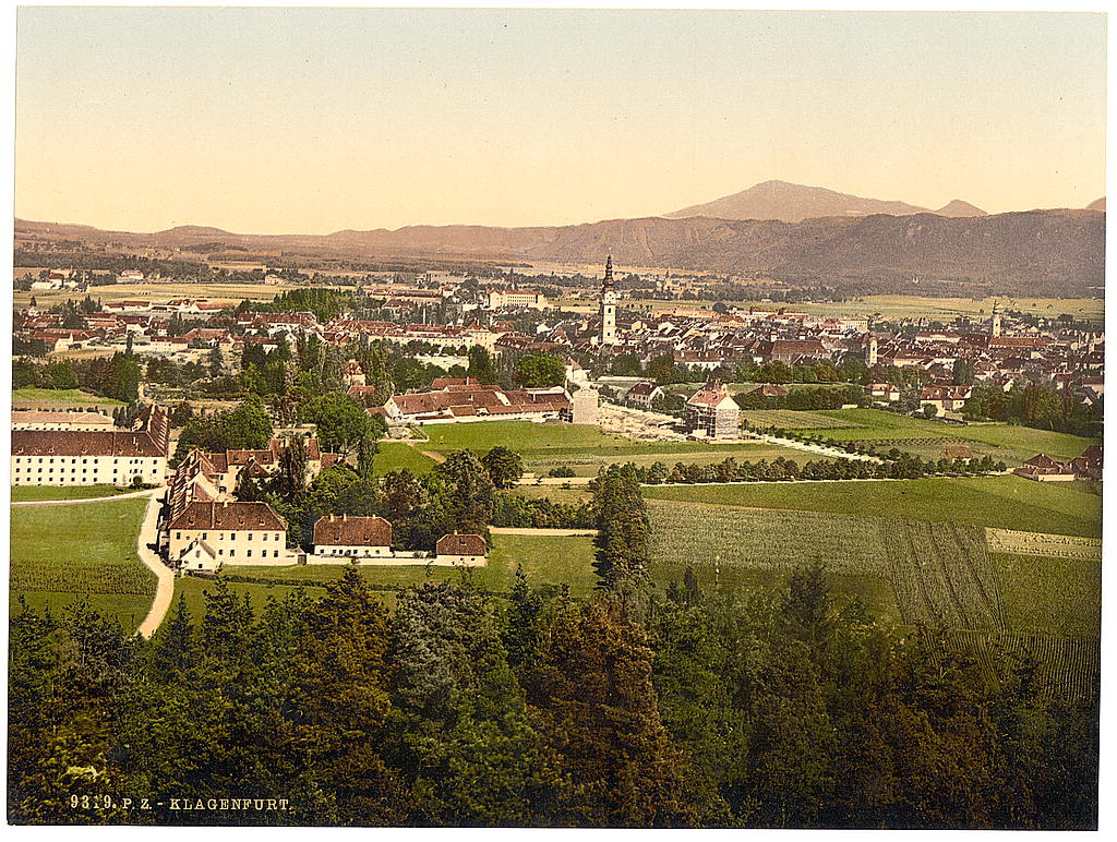 A picture of Klagenfurt from Kreuzberg, Carinthia, Austro-Hungary