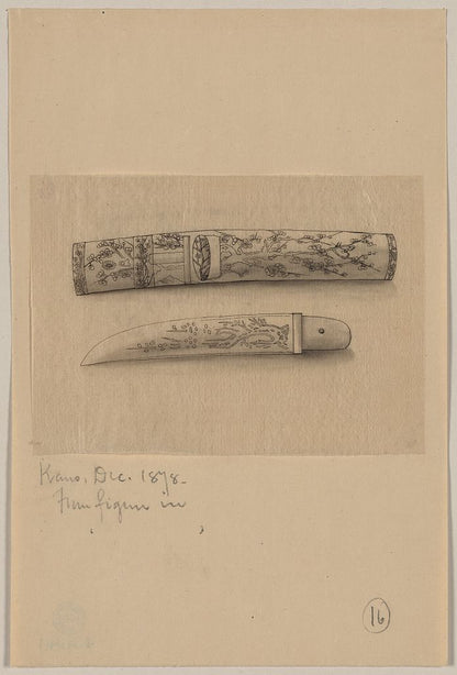 A picture of Knife or short sword with sheaf
