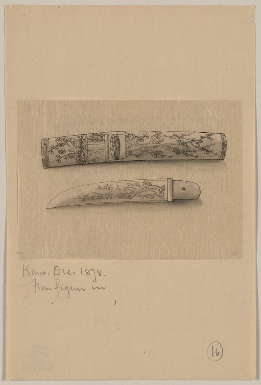 A picture of Knife or short sword with sheaf