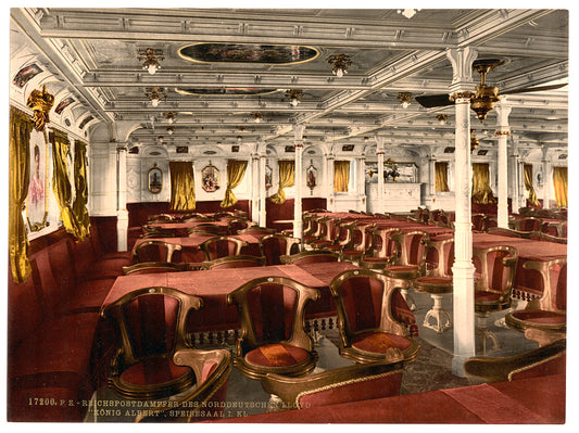 A picture of "Konig Albert," dining room, first class, North German Lloyd, Royal Mail Steamers