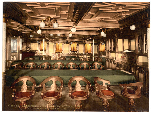 A picture of "Konig Albert," dining room, second class, North German Lloyd, Royal Mail Steamers