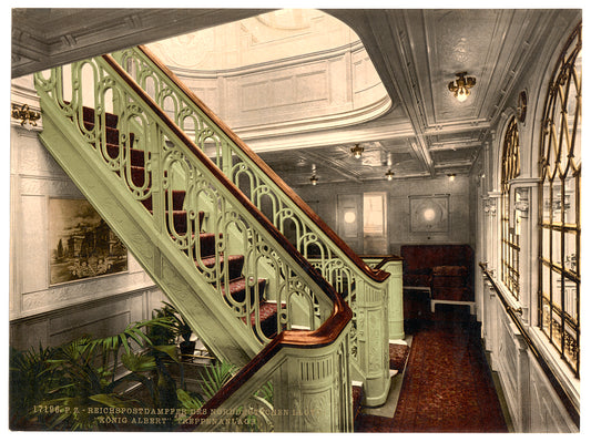 A picture of "Konig Albert," staircase, North German Lloyd, Royal Mail Steamers