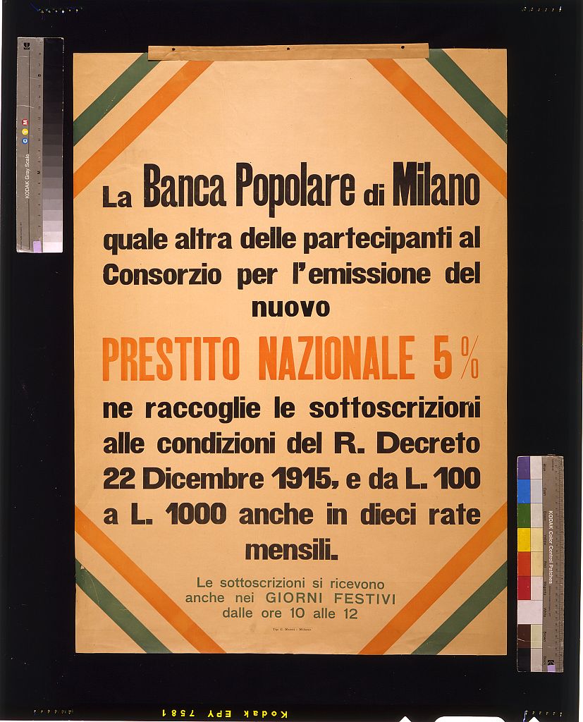 A picture of La Banca popolare di Milano ... prestito nazionale 5 %