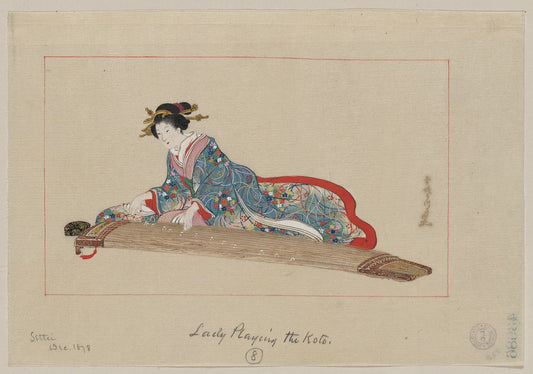 A picture of Lady playing the koto