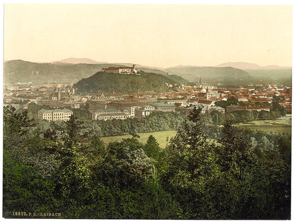 A picture of Laibach, general view from the Tivoli Castle, Carniola, Austro-Hungary