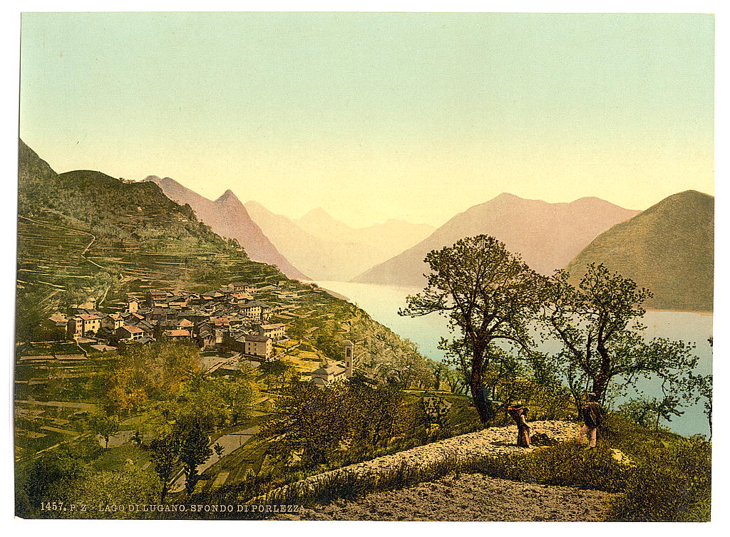 A picture of Lake of Lugano, Porlezza in the background, Tessin, Switzerland