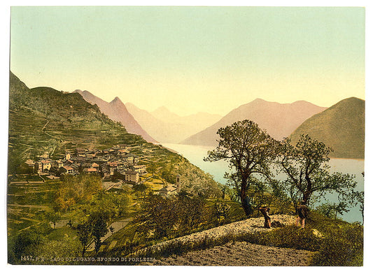 A picture of Lake of Lugano, Porlezza in the background, Tessin, Switzerland