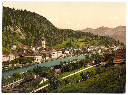 A picture of Laufen near Ischl from west, Upper Austria, Austro-Hungary