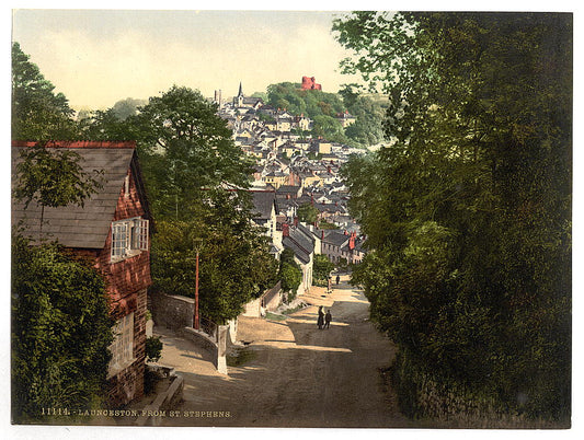 A picture of Launceston from St. Stephens, Cornwall, England