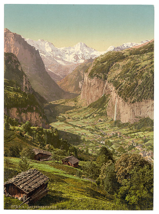 A picture of Lauterbrunnen Valley and Briethorn, from Wengen, Bernese Oberland, Switzerland