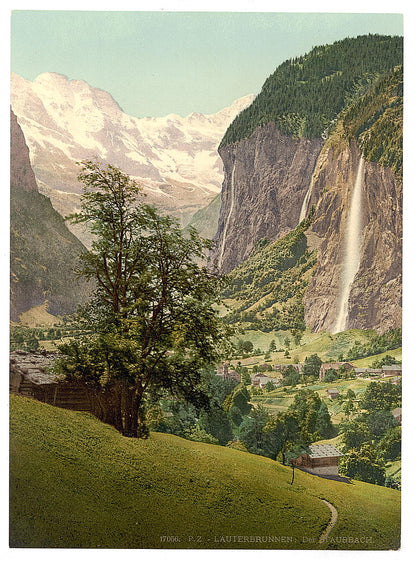A picture of Lauterbrunnen Valley with Staubbach Waterfall, Bernese Oberland, Switzerland