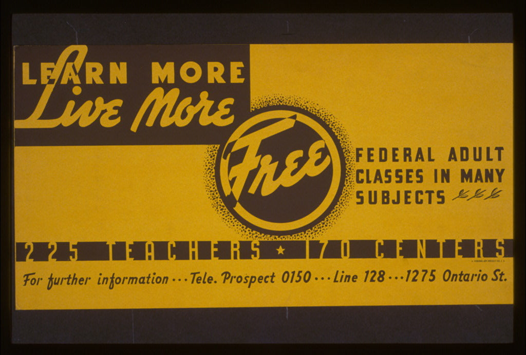 A picture of Learn more live more Free Federal adult classes in many subjects : 225 teachers - 170 centers.