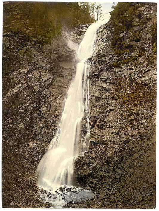 A picture of Leiterfall (i.e., Leiter-Tal), Carinthia, Austro-Hungary