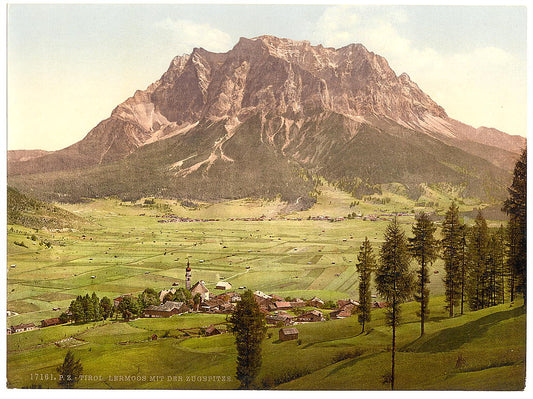 A picture of Lermoos, with the Zugspitze, Tyrol, Austro-Hungary