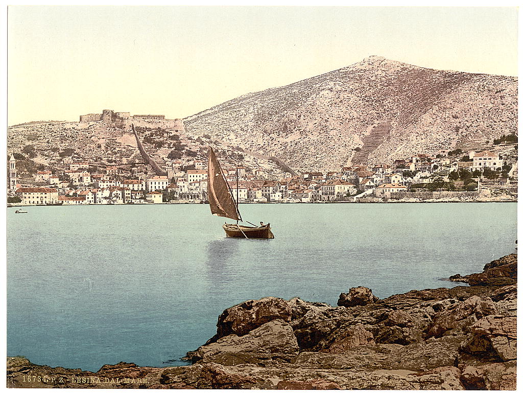 A picture of Lesina, from the sea, Dalmatia, Austro-Hungary