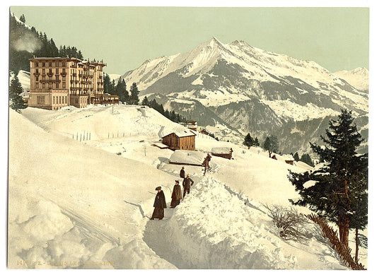 A picture of Leysin, the sanatorium and Chaussy in winter, Vaud, Canton of, Switzerland