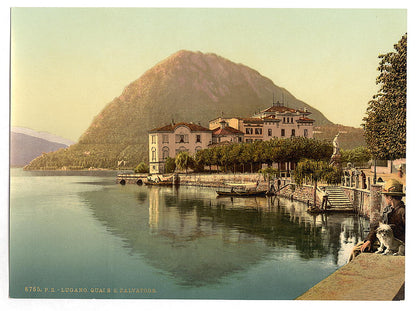 A picture of Lugano, the quay, and San Salvatore, Tessin, Switzerland