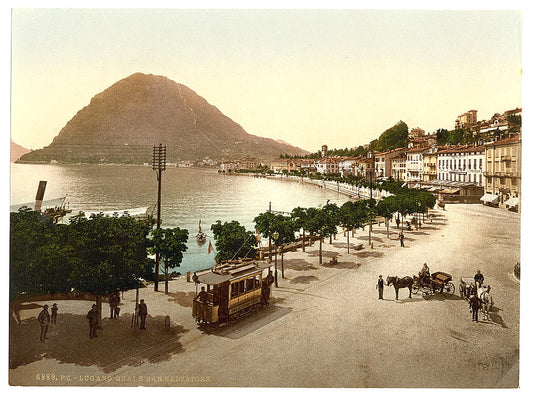 A picture of Lugano, the quay, and San Salvatore, Tessin, Switzerland