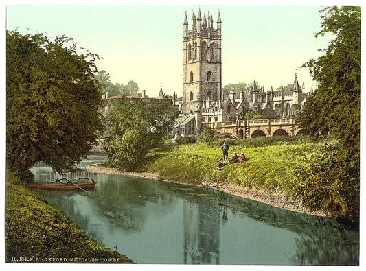 A picture of Magdalen Tower, from the river, Oxford, England