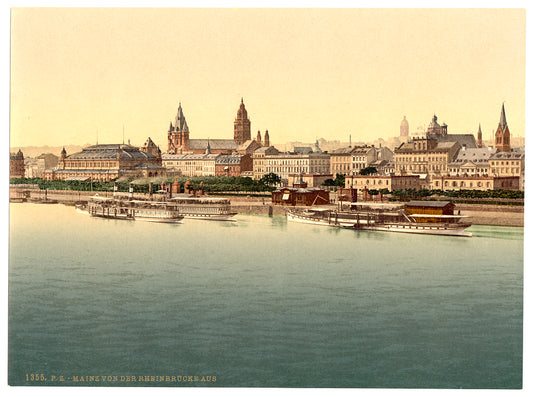 A picture of Mainz, from Rhine Bridge, the Rhine, Germany