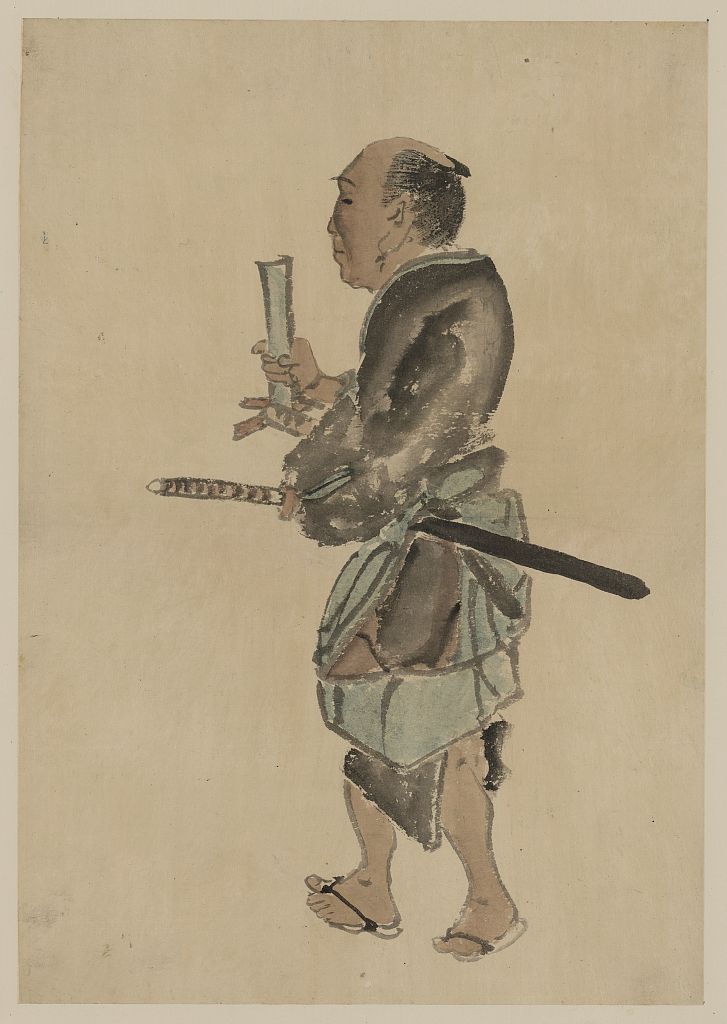 A picture of Man with a sword walking toward the left