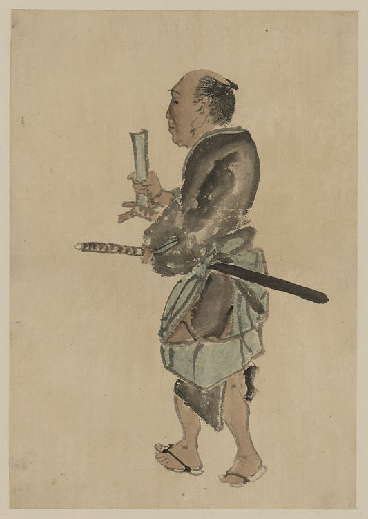 A picture of Man with a sword walking toward the left