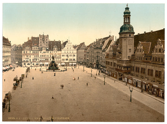 A picture of Market place and Hotel de Ville, Leipsig (i.e., Leipzig), Saxony, Germany