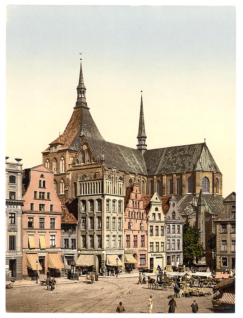 A picture of Market place and Marien Church, Rostock, Mecklenburg-Schwerin, Germany