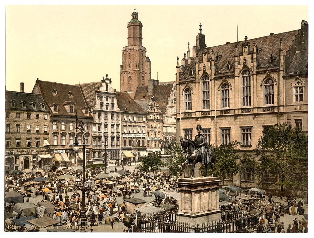 A picture of Market place, Breslau, Silesia, Germany (i.e., Wrocław, Poland)