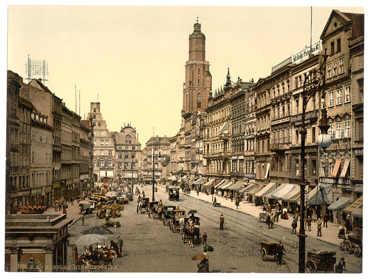 A picture of Market place, from the East, Breslau, Silesia, Germany (i.e., Wrocław, Poland)