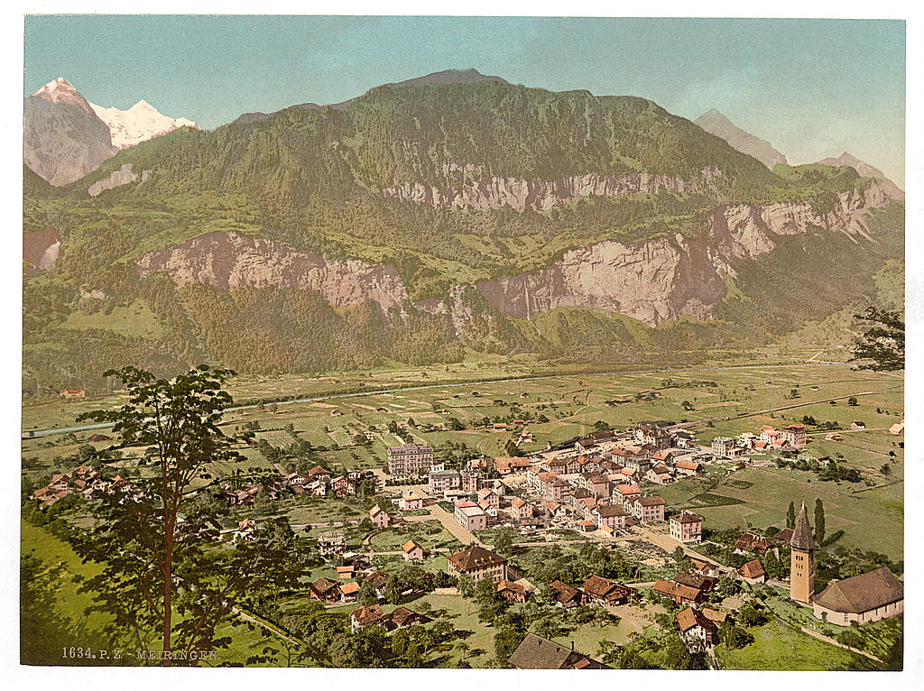 A picture of Meiringen, bird's-eye-view, Bernese Oberland, Switzerland