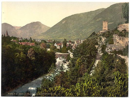 A picture of Meran, from Gilfpromenade, Tyrol, Austro-Hungary