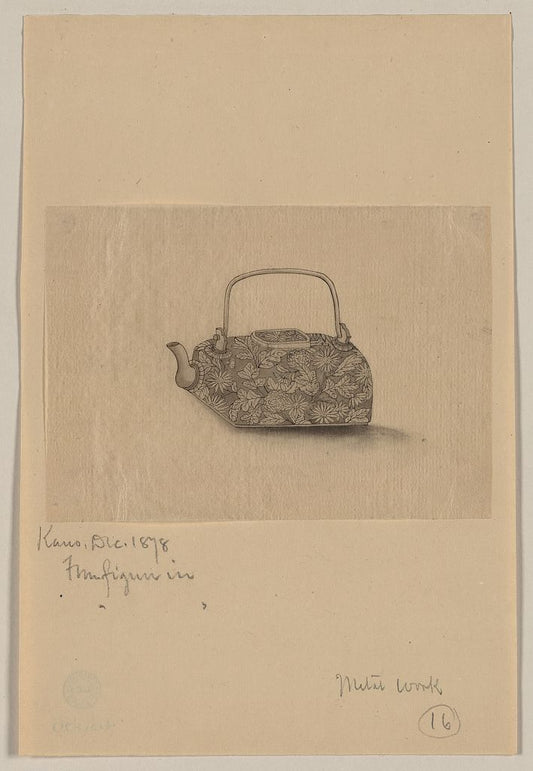 A picture of Metal teapot with floral designs