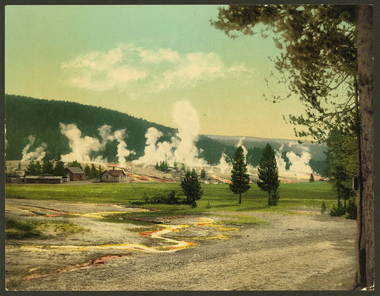 A picture of Military Post and giantess group, Yellowstone Park