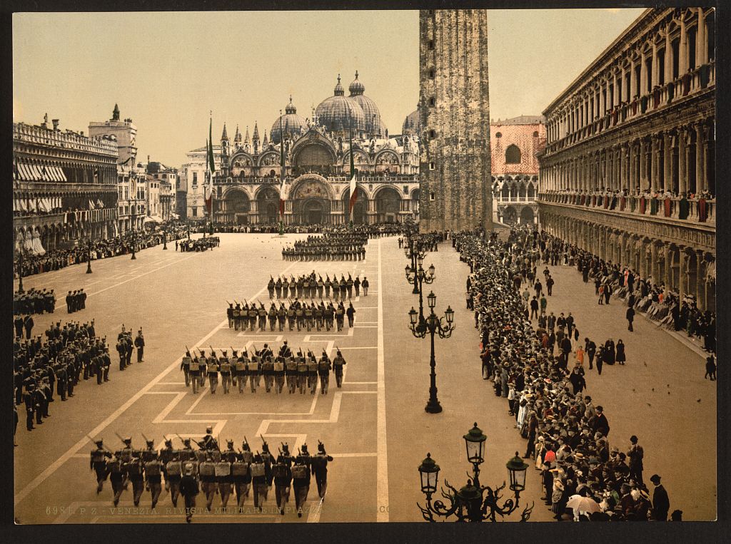 A picture of Military review in St. Mark's Place, Venice, Italy