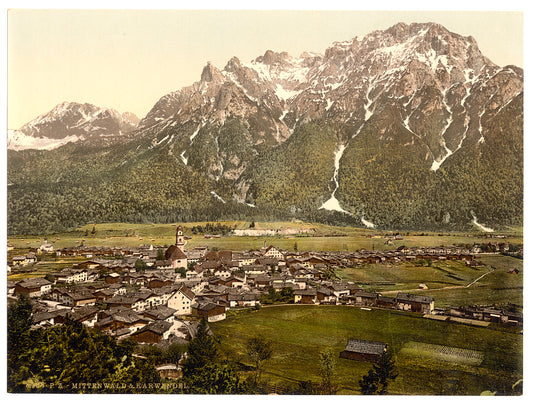 A picture of Mittenwald and Carwendel (i.e. Karwendel), Upper Bavaria, Germany