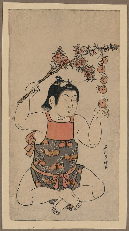 A picture of Momo no eda to nigyō de asobu otokonoko