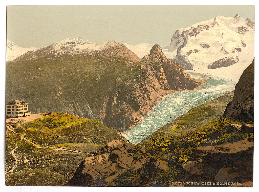 A picture of Monte Rosa and Hotel Schwarzsee, Valais, Alps of, Switzerland