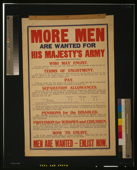 A picture of More men are wanted for his majesty's army ... Men are wanted - enlist now