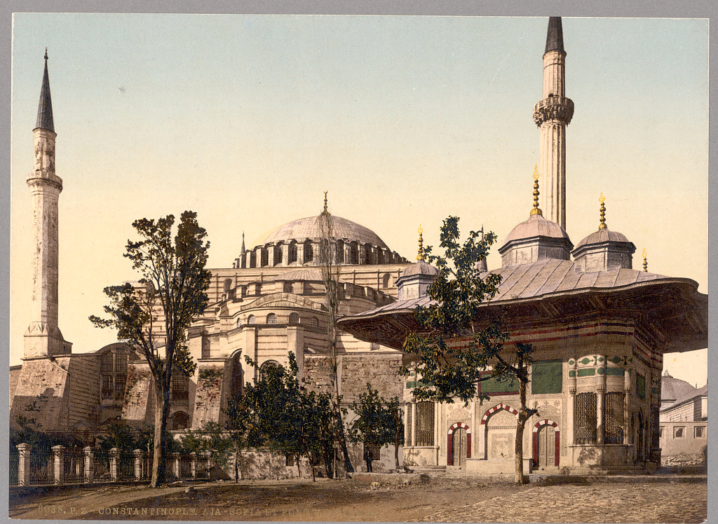 A picture of Mosque of St. Sophia and Ahmed III fountain, Constantinople, Turkey