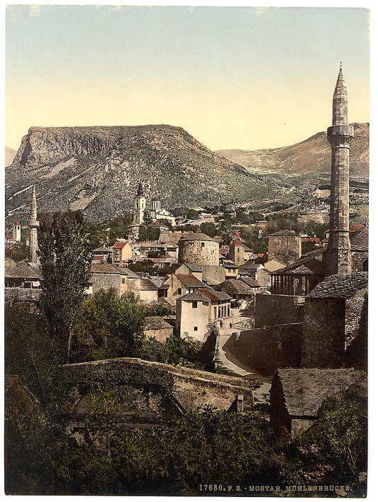 A picture of Mostar, Muhlen Bridge, Herzegowina, Austro-Hungary